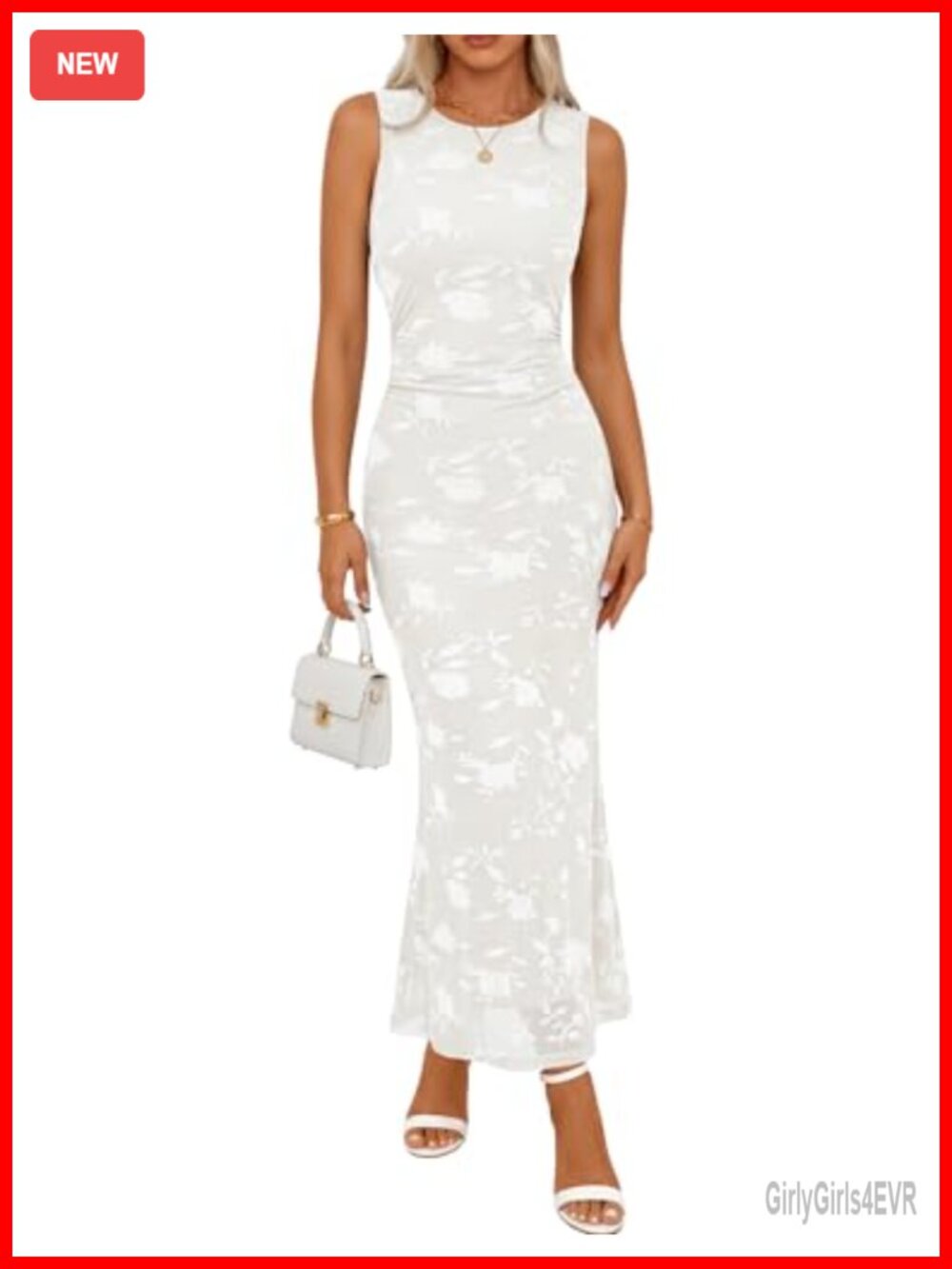 Sleeveless Bodycon Maxi Dress Floral Mesh Wedding Guest Formal